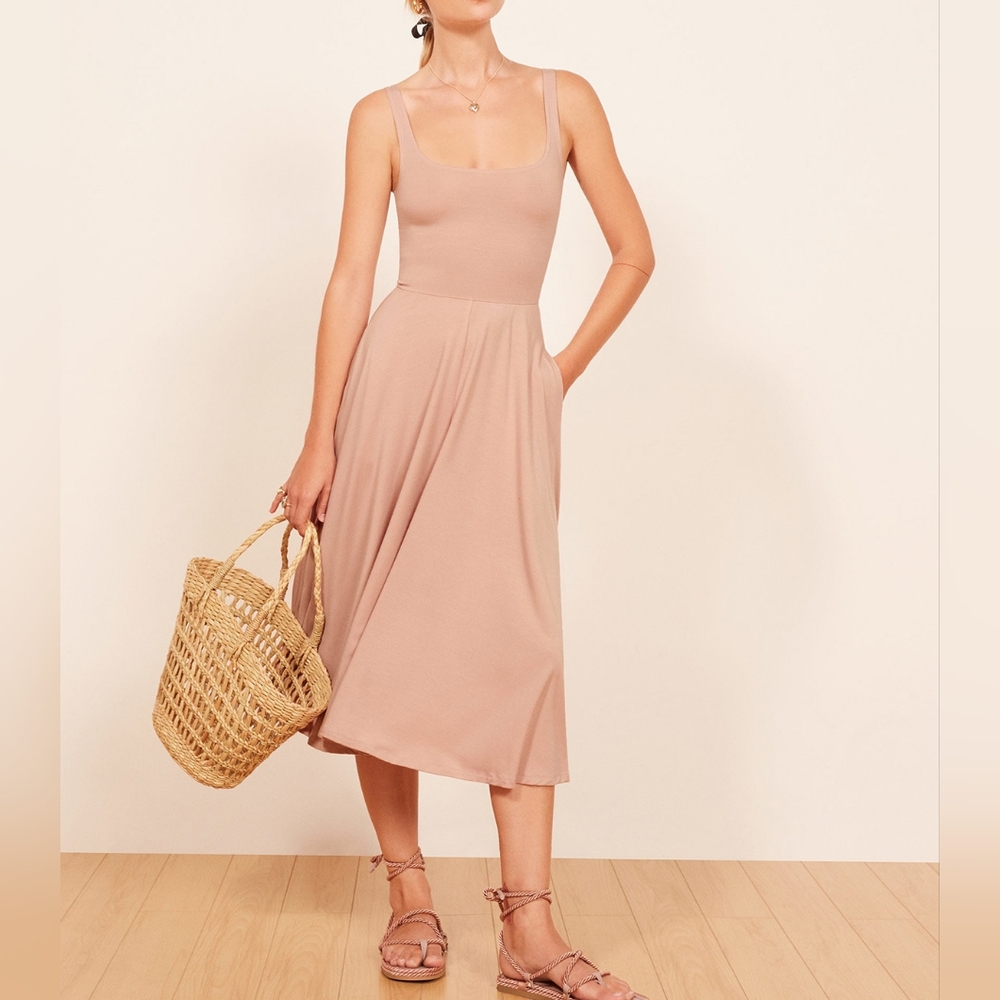 Reformation | Square Neckline Midi Length Dress